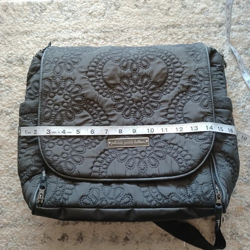 Petunia Pickle Bottom Embossed Black Diaper Bag